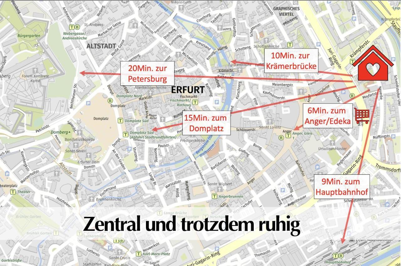 Helle 72Qm Maisonette Wohnung Im Herzen Erfurts Mit Kingsize Bett, Smart-Tv, Etc Esterno foto